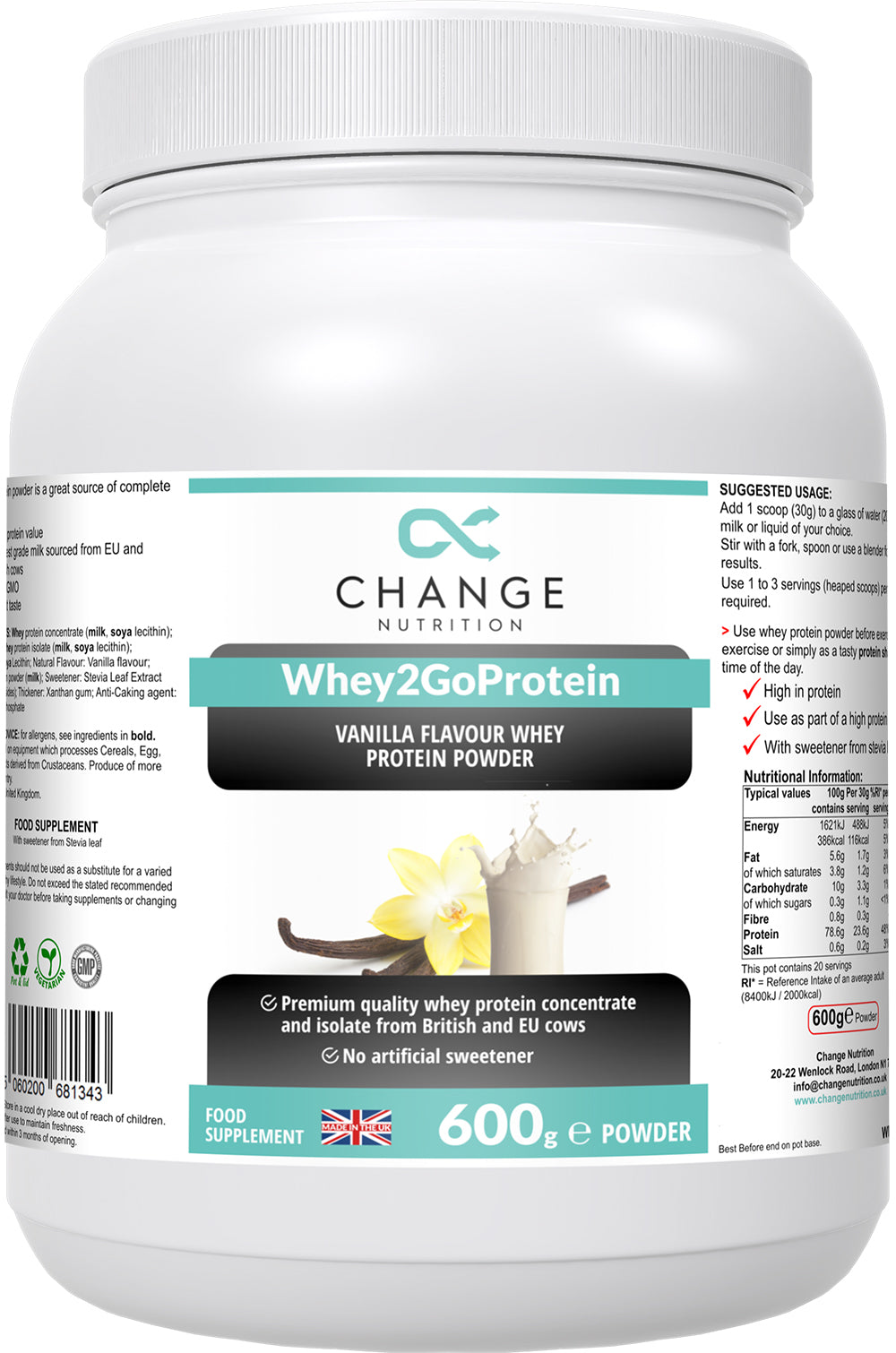 Whey2Go Premium Protein Chocolate or Vanilla FREE SHIPPING